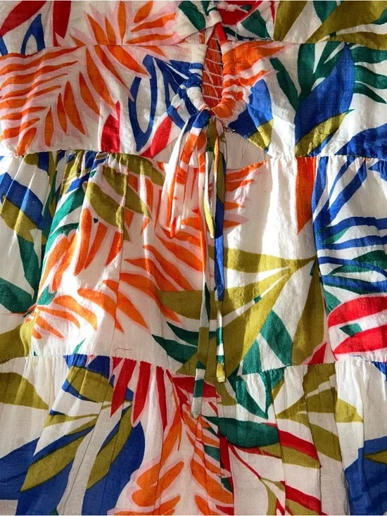 Illa Illa Tropical Leaf Print Spaghetti Strap Mini Sundress Sz S - Picture 5 of 13